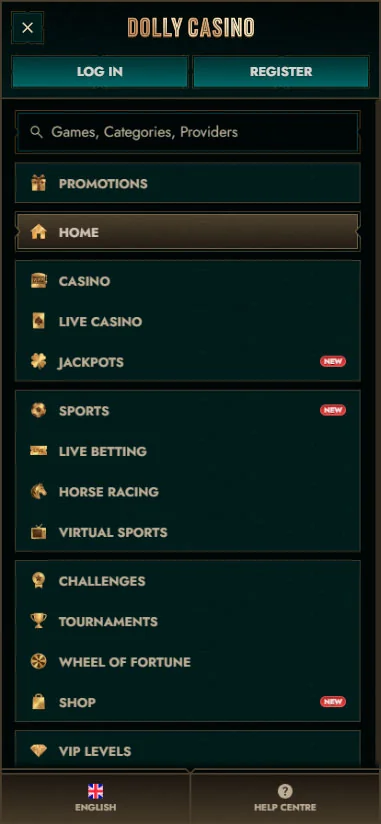 mobiilinavigointi dolly casino